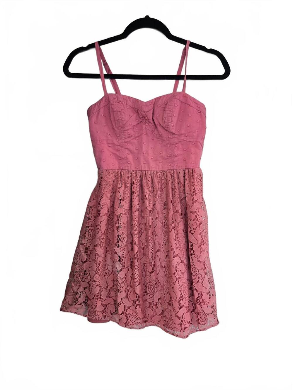 American Eagle Pink Lace Fit & Flare Dress